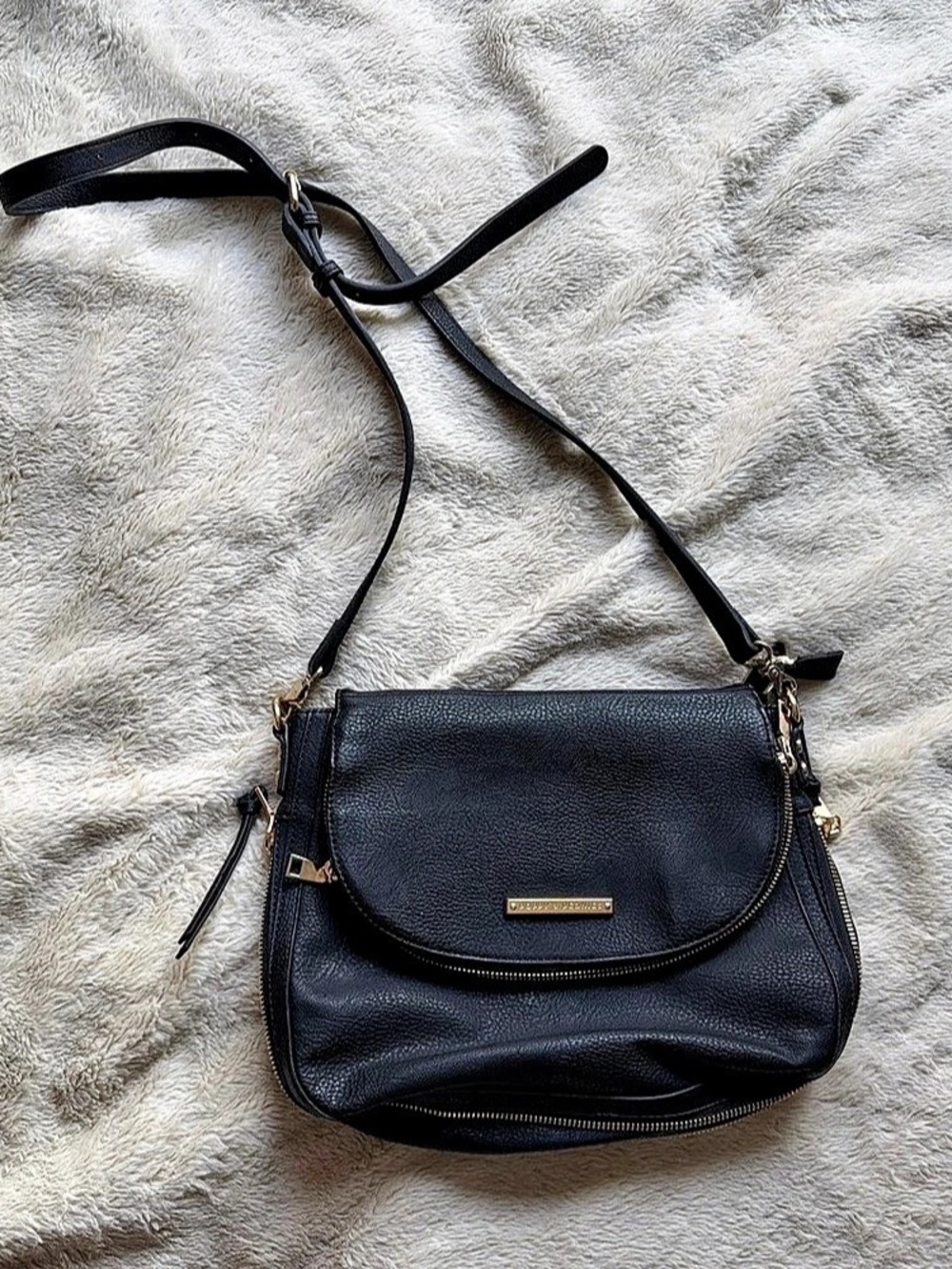 Poppy & Peonies Mini Downtown Black Crossbody Bag